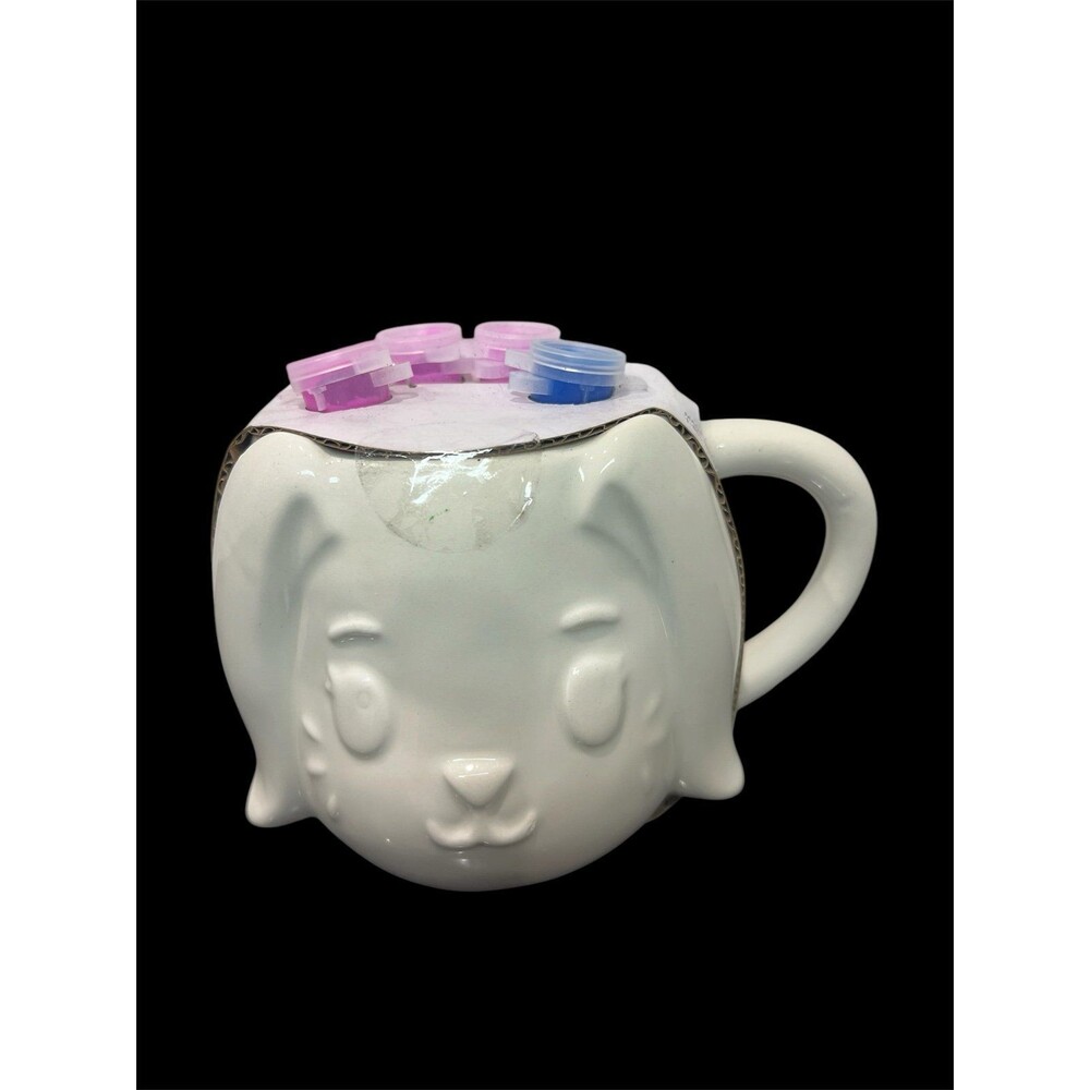 Bunny Cermic Mug Painting Kit Put In Oven When Done With Brush and Paints
